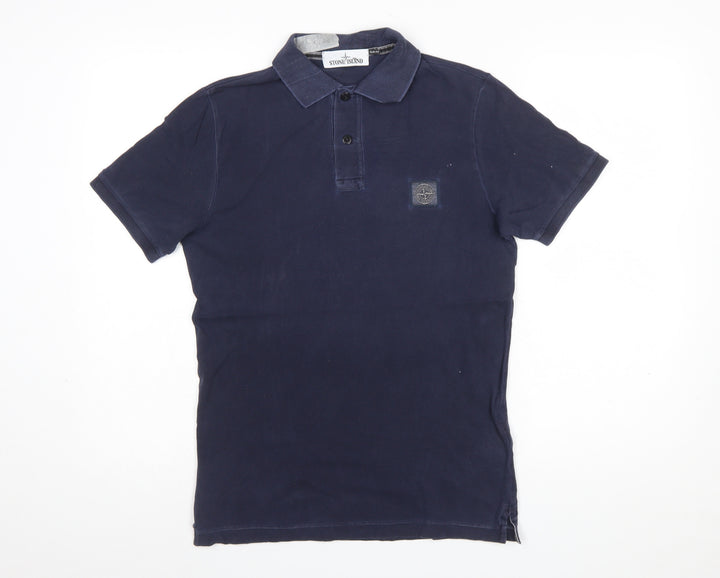 Stone Island Men's Blue Slim Fit Cotton Polo Shirt Size S