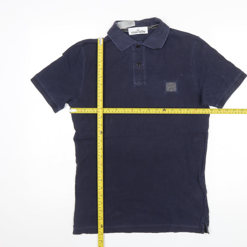 Stone Island Men's Blue Slim Fit Cotton Polo Shirt Size S