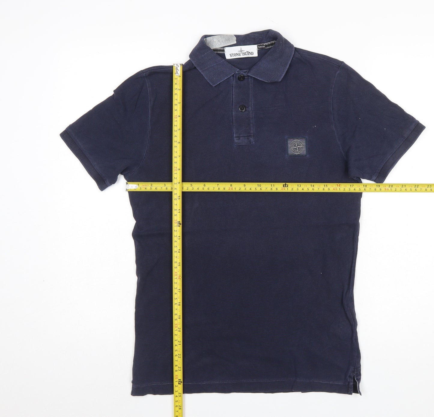 Stone Island Men's Blue Slim Fit Cotton Polo Shirt Size S