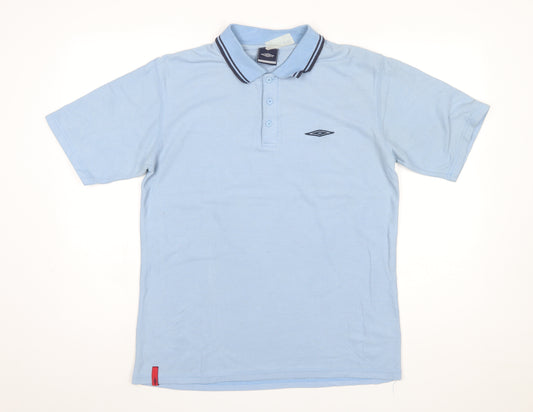 Umbro Men's Blue Polo Shirt M Regular Fit Cotton Blend