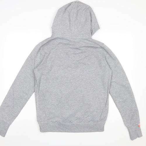Superdry Womens Grey Pullover Hoodie Size L Vintage Logo Print