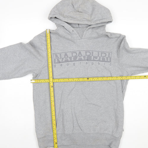Napapijri Men's Grey Pullover Hoodie M Cotton Blend Casual