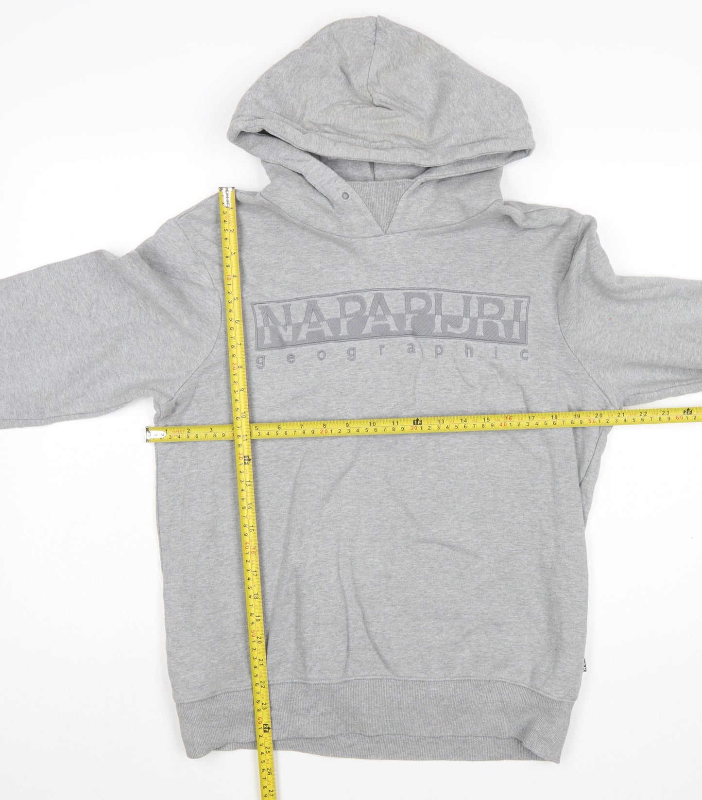 Napapijri Men's Grey Pullover Hoodie M Cotton Blend Casual