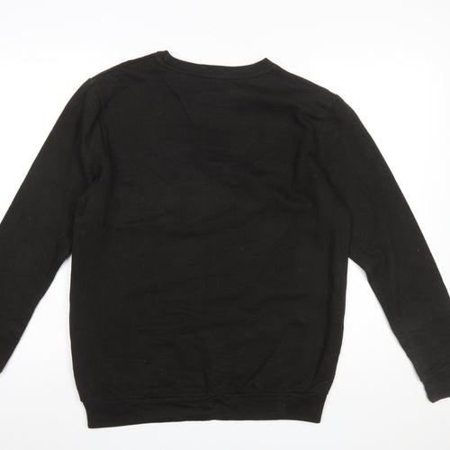 Disney Women Black Sweatshirt UK 10 Mickey Logo Cotton Blend Pullover
