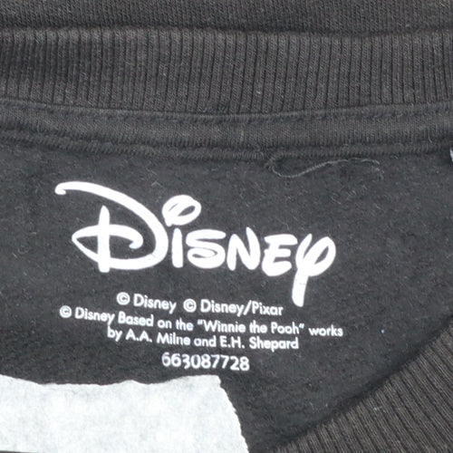 Disney Women Black Sweatshirt UK 10 Mickey Logo Cotton Blend Pullover