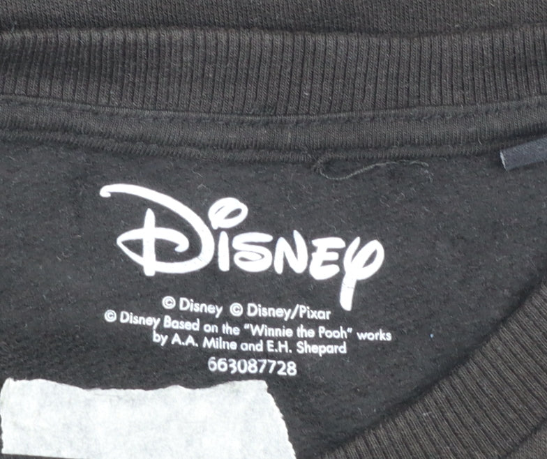 Disney Women Black Sweatshirt UK 10 Mickey Logo Cotton Blend Pullover