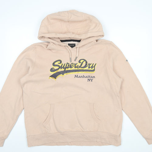 Superdry Women’s Beige Pullover Hoodie Size 16 Graphic Cotton Blend