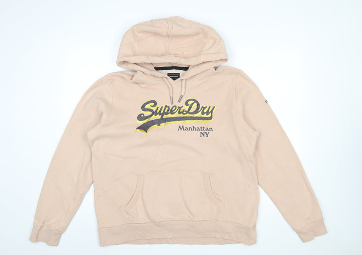 Superdry Women’s Beige Pullover Hoodie Size 16 Graphic Cotton Blend