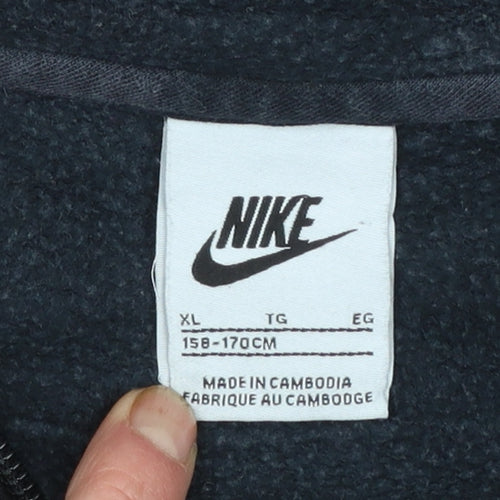 Nike Boys Black Full Zip Hoodie XL (15-16 Years) Cotton Blend