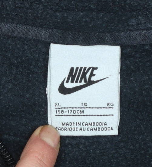 Nike Boys Black Full Zip Hoodie XL (15-16 Years) Cotton Blend