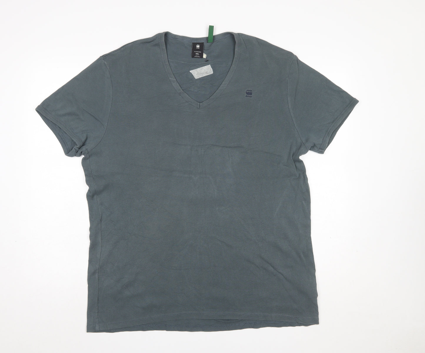 G-Star Raw Men’s Grey 2XL V-Neck Short Sleeve Cotton T-Shirt