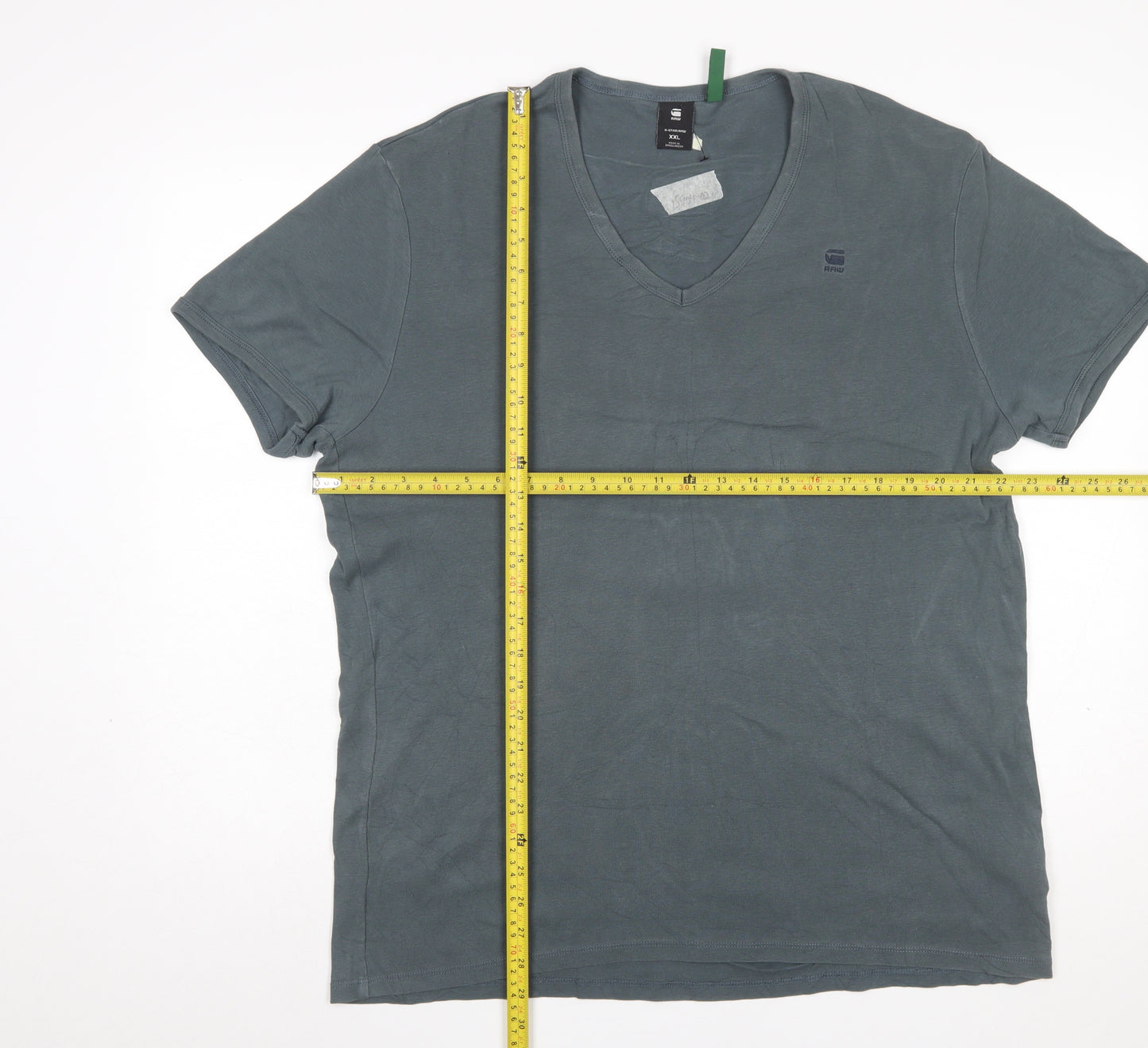 G-Star Raw Men’s Grey 2XL V-Neck Short Sleeve Cotton T-Shirt