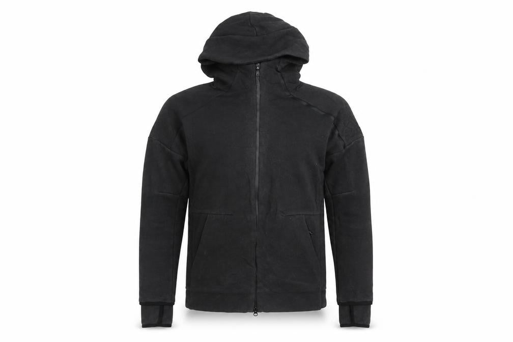 Front view of Adidas Men's Black Small Full Zip Hooded Sweatshirt