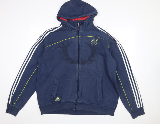 Adidas Men Blue 2XL Full Zip Hoodie Sports Fleece Jacket