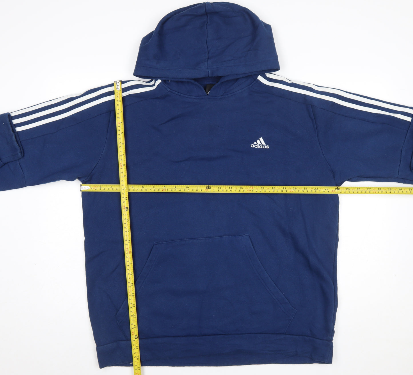 Adidas Mens Blue Pullover Hoodie L Hooded Fleece Sweatshirt