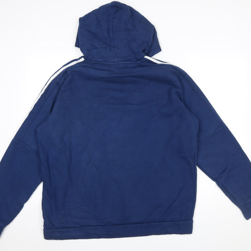 Adidas Mens Blue Pullover Hoodie L Hooded Fleece Sweatshirt