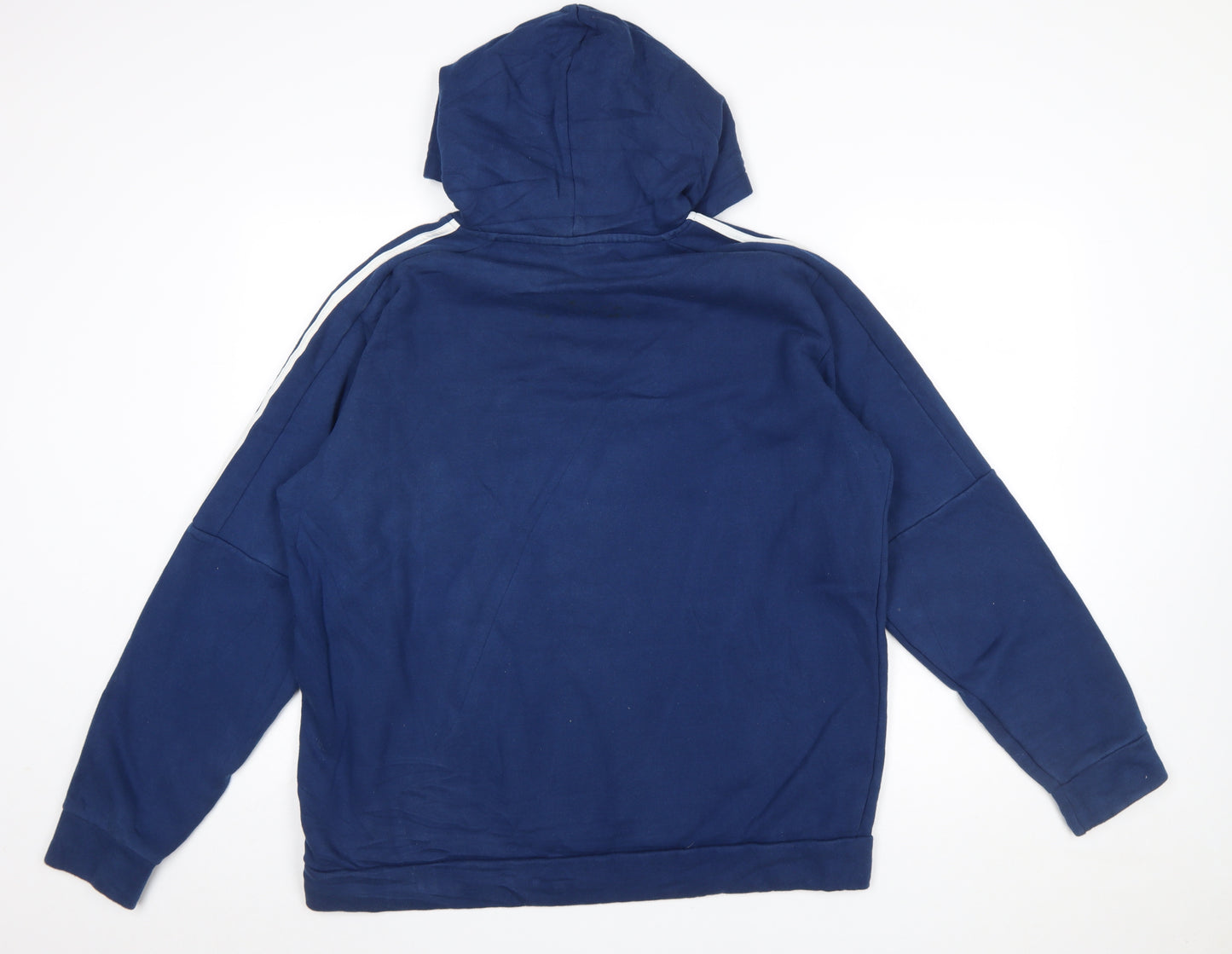 Adidas Mens Blue Pullover Hoodie L Hooded Fleece Sweatshirt