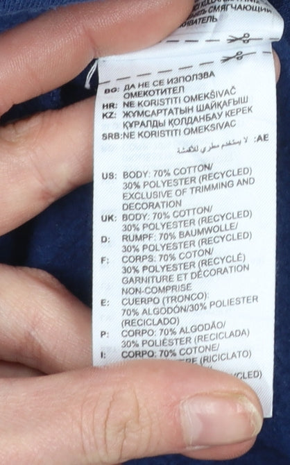 Adidas Mens Blue Pullover Hoodie L Hooded Fleece Sweatshirt