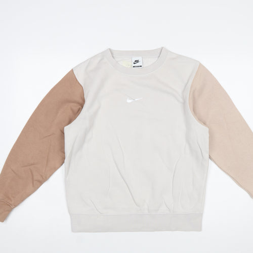 Nike Women’s Beige Colourblock Loose Fit Sweatshirt XS
