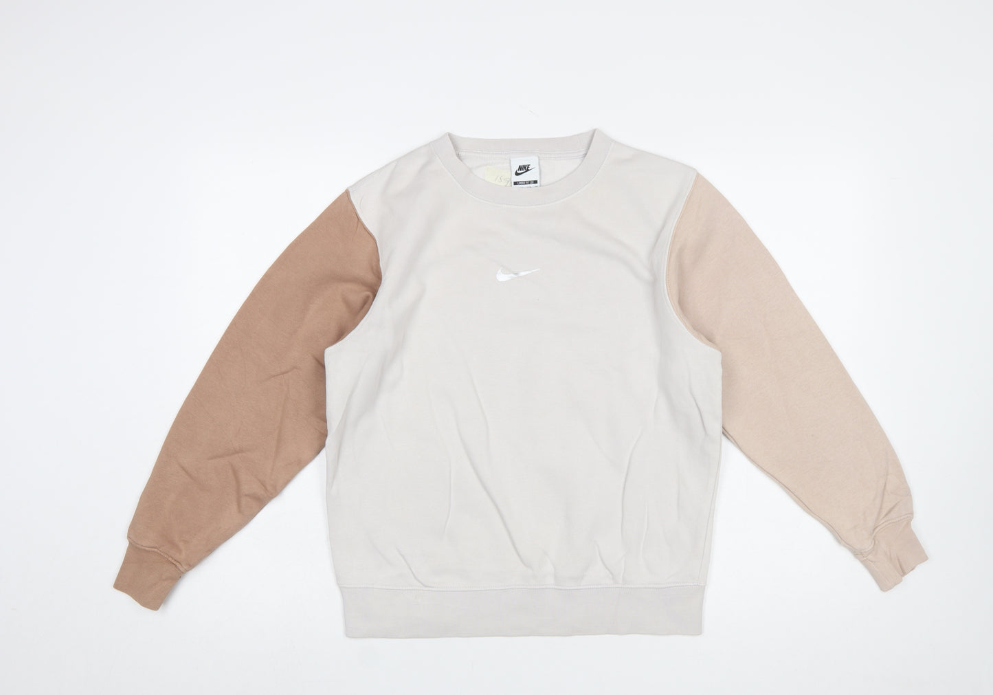 Nike Women’s Beige Colourblock Loose Fit Sweatshirt XS