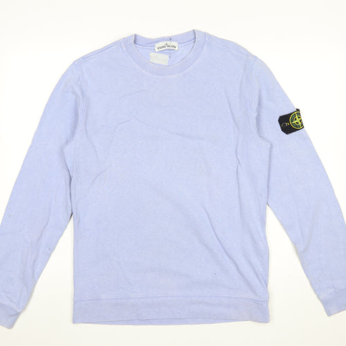 Stone Island Men's Blue Cotton Crew Neck Sweatshirt M