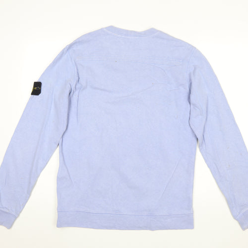 Stone Island Men's Blue Cotton Crew Neck Sweatshirt M