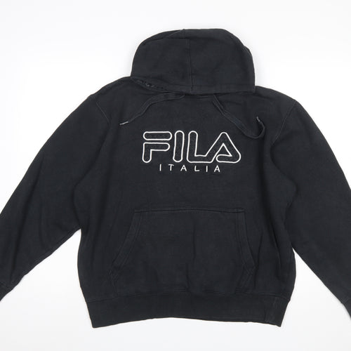 Fila Men's Black Logo Pullover Hoodie Size L Regular Fit