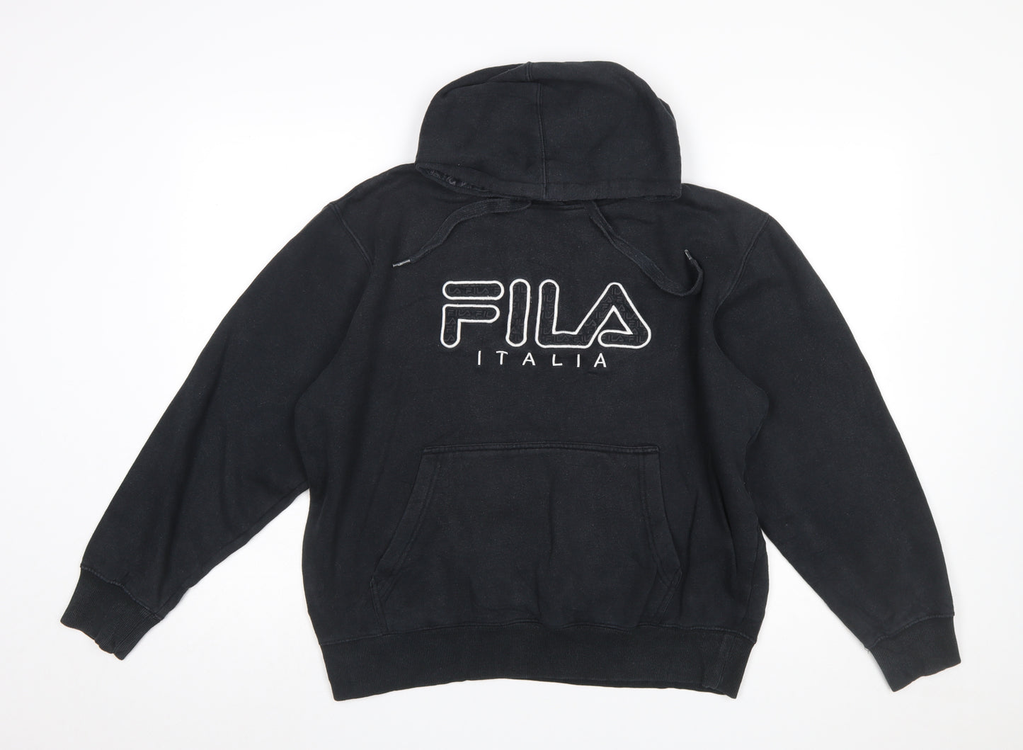 Fila Men's Black Logo Pullover Hoodie Size L Regular Fit