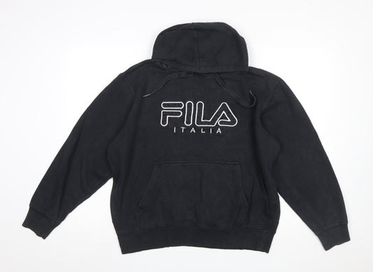Fila Men's Black Logo Pullover Hoodie Size L Regular Fit