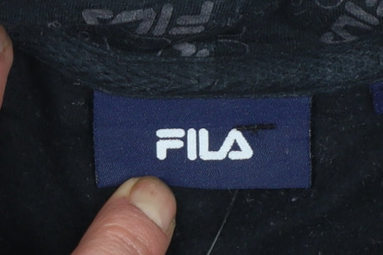 Fila Men's Black Logo Pullover Hoodie Size L Regular Fit