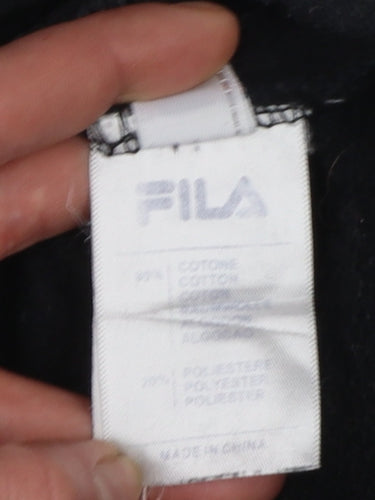 Fila Men's Black Logo Pullover Hoodie Size L Regular Fit
