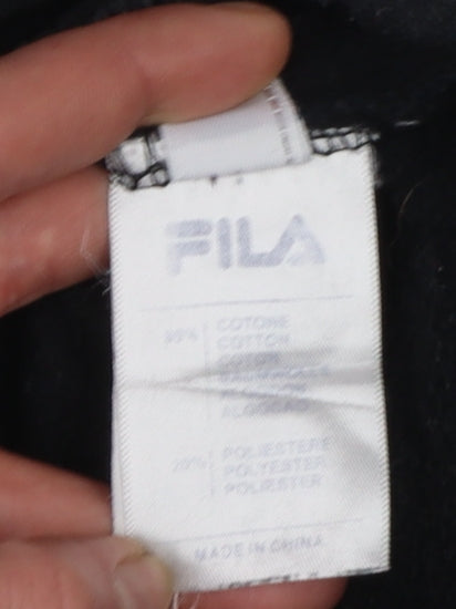 Fila Men's Black Logo Pullover Hoodie Size L Regular Fit