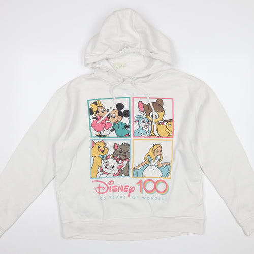 Disney 100 at Primark White Hoodie Womens Small Graphic Pullover