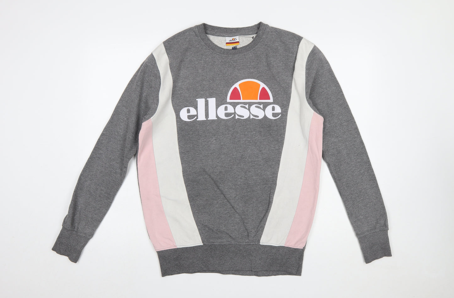 Ellesse Womens Grey Colourblock Sweatshirt UK 10 Pullover Logo Crew Neck