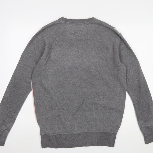 Ellesse Womens Grey Colourblock Sweatshirt UK 10 Pullover Logo Crew Neck