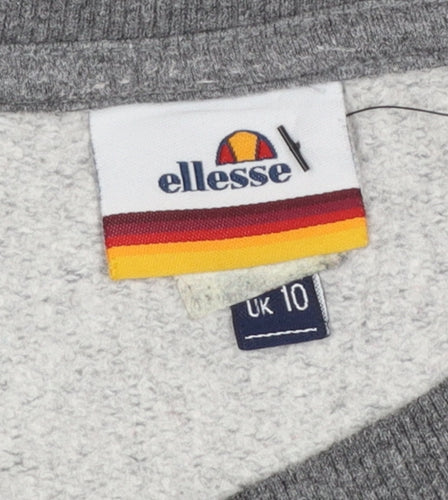 Ellesse Womens Grey Colourblock Sweatshirt UK 10 Pullover Logo Crew Neck