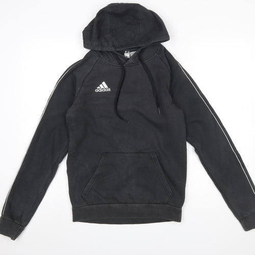Adidas Men's Black XS Pullover Hoodie with Logo and Pockets