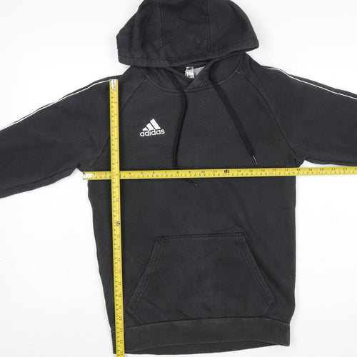 Adidas Men's Black XS Pullover Hoodie with Logo and Pockets