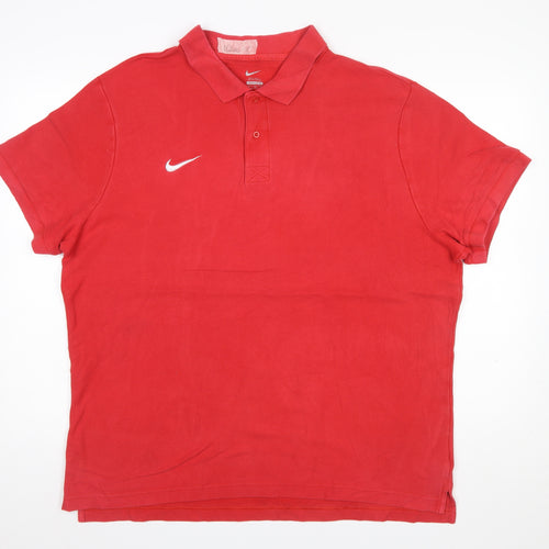 Nike Men's Red Cotton Polo Shirt XL Classic Fit Logo Design