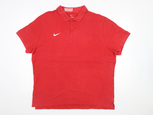 Nike Men's Red Cotton Polo Shirt XL Classic Fit Logo Design
