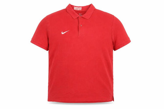 Front view of Nike Men's Red Cotton Polo Shirt XL Classic Fit Logo Design