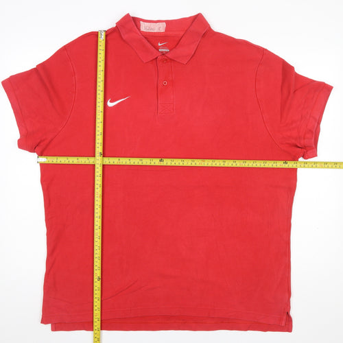 Nike Men's Red Cotton Polo Shirt XL Classic Fit Logo Design