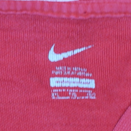 Nike Men's Red Cotton Polo Shirt XL Classic Fit Logo Design