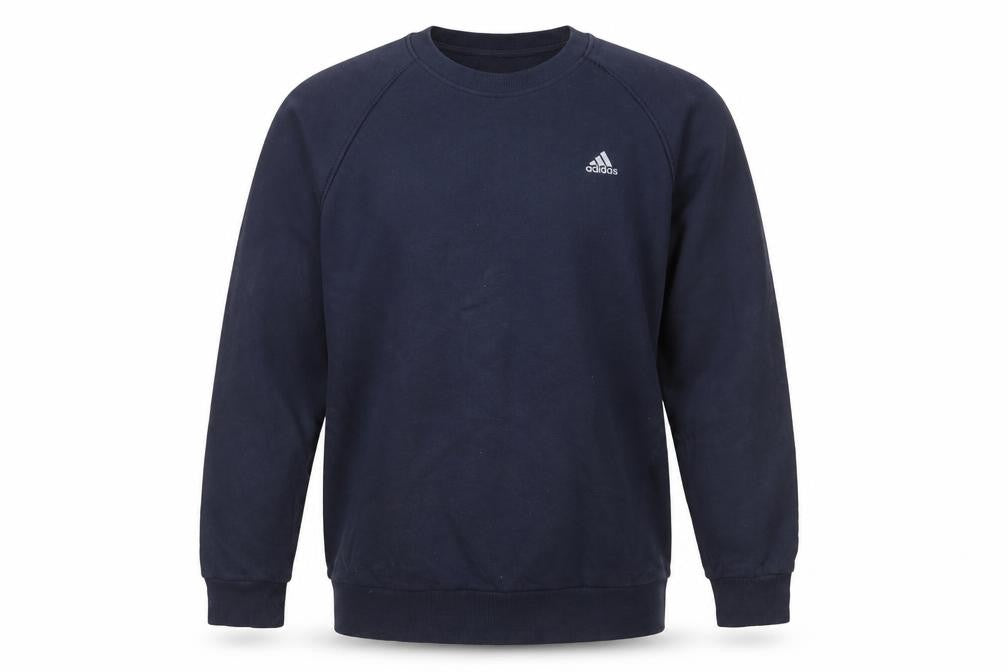 Front view of Adidas Men's Blue Pullover Sweatshirt M Crew Neck