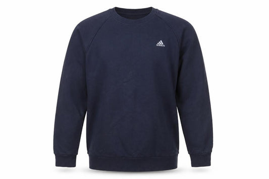 Front view of Adidas Men's Blue Pullover Sweatshirt M Crew Neck