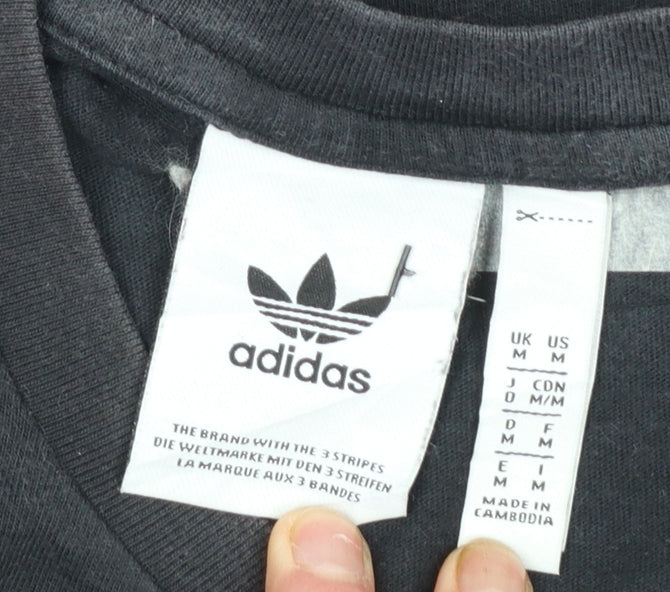 adidas Men's Black Short Sleeve Retro Sports T-Shirt Size M