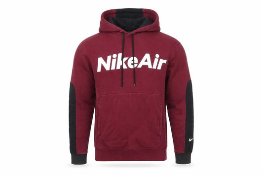 Front view of Nike Air Men's Burgundy Hoodie XS Pullover Fleece Logo Sweatshirt