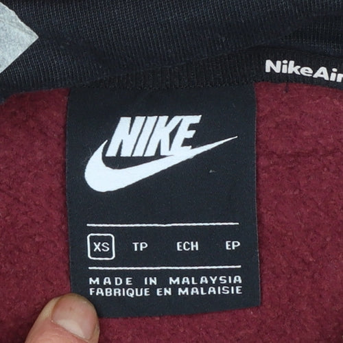 Nike Air Men's Burgundy Hoodie XS Pullover Fleece Logo Sweatshirt