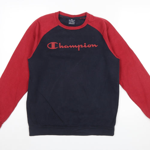 Champion Boys Navy Red XL 13-14 Years Crew Neck Pullover Sweatshirt