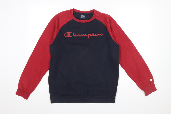 Champion Boys Navy Red XL 13-14 Years Crew Neck Pullover Sweatshirt